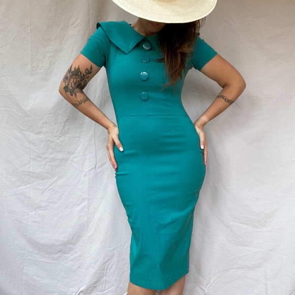 Tatyana Dresses & Skirts - Retro style turquoise dress